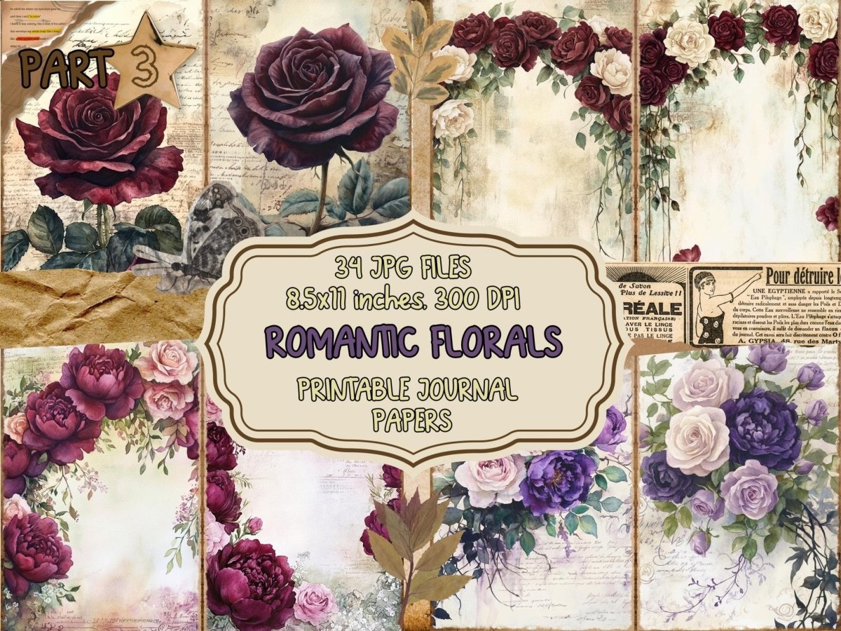 Romantic Florals Journal Pages (P3) Floral Ephemera - Wonders Artist