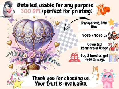 Romantic Hot Air Balloons Clipart Balloon Graphics - Wonders Artist