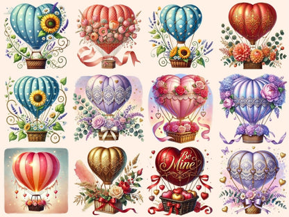Romantic Hot Air Balloons Clipart Balloon Graphics - Wonders Artist