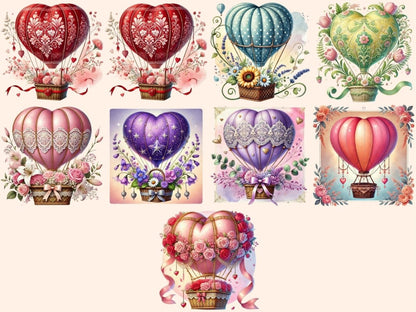 Romantic Hot Air Balloons (P2) Clipart Balloon Graphics - Wonders Artist