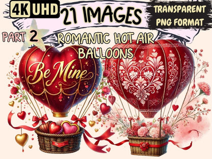 Romantic Hot Air Balloons (P2) Clipart Balloon Graphics - Wonders Artist