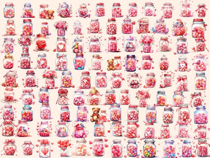 Romantic Jars Watercolor Clipart cute love clipart - Wonders Artist