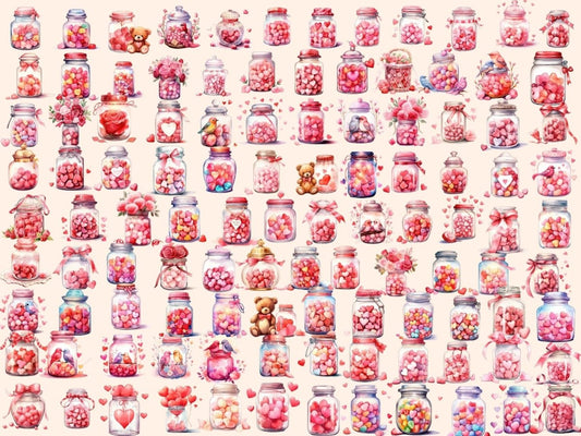 Romantic Jars Watercolor Clipart