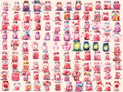 Romantic Jars Watercolor Clipart cute love clipart - Wonders Artist