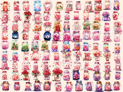 Romantic Jars Watercolor Clipart cute love clipart - Wonders Artist