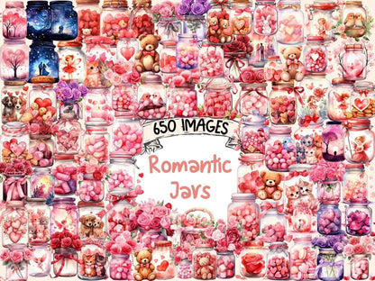 Romantic Jars Watercolor Clipart cute love clipart - Wonders Artist
