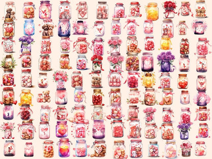 Romantic Jars Watercolor Clipart cute love clipart - Wonders Artist