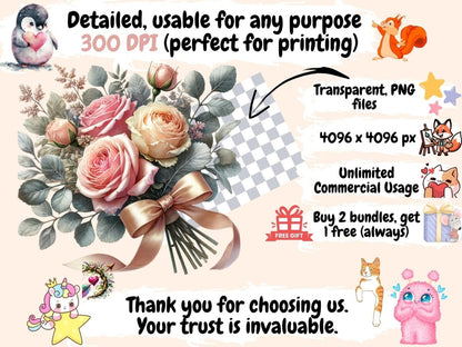 Rose Bouquets (P2) Clipart Beautiful Rose Art - Wonders Artist