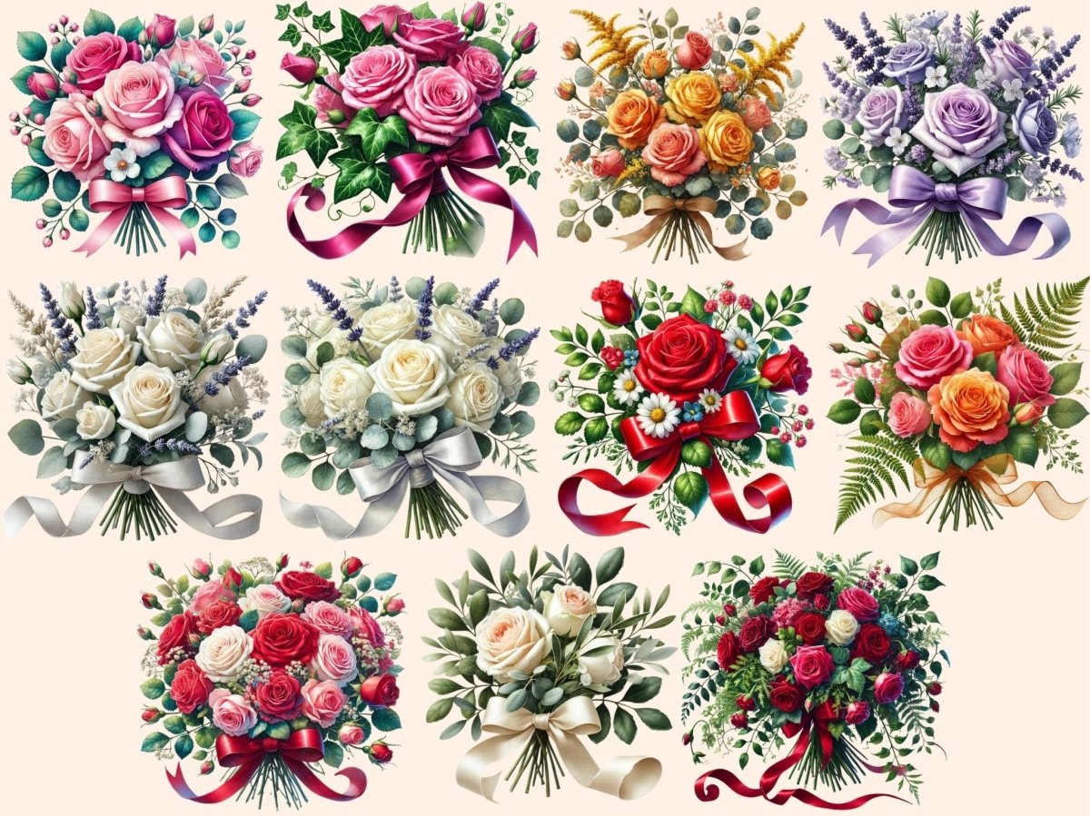 Rose Bouquets (P2) Clipart Beautiful Rose Art - Wonders Artist
