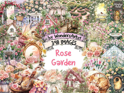 Rose Garden Watercolor Clipart blooming flowers png - Wonders Artist