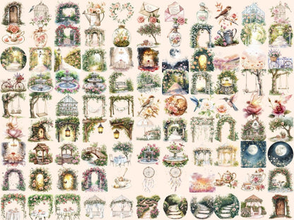 Rose Garden Watercolor Clipart blooming flowers png - Wonders Artist