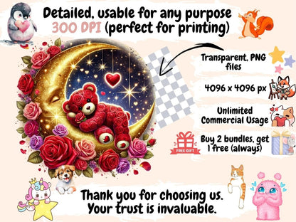 Rose Teddies (P1) Clipart bear love printables - Wonders Artist
