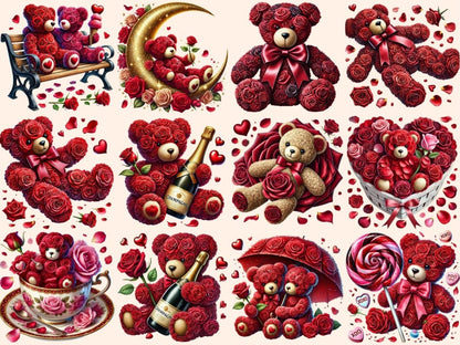 Rose Teddies (P2) Clipart bear love printables - Wonders Artist
