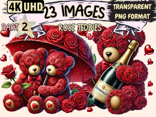 Rose Teddies (P2) Clipart bear love printables - Wonders Artist