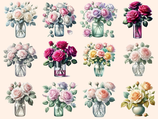 Кліпарт троянди у вазі