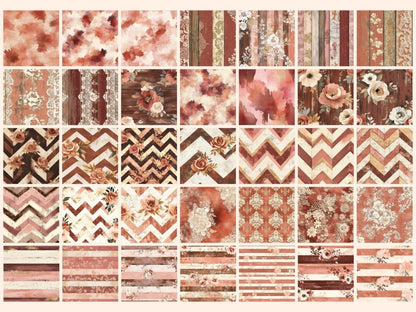 Rosewood Charm Seamless Pattern Digital Papers antique blooms - Wonders Artist