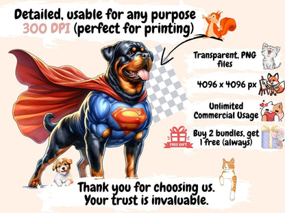Rottweilers Clipart - High - Quality Instant Digital Download for Creative Projects