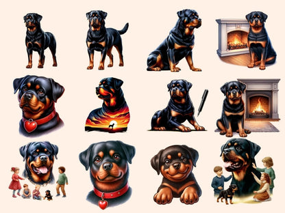 Rottweilers Clipart Cute dog art - Wonders Artist