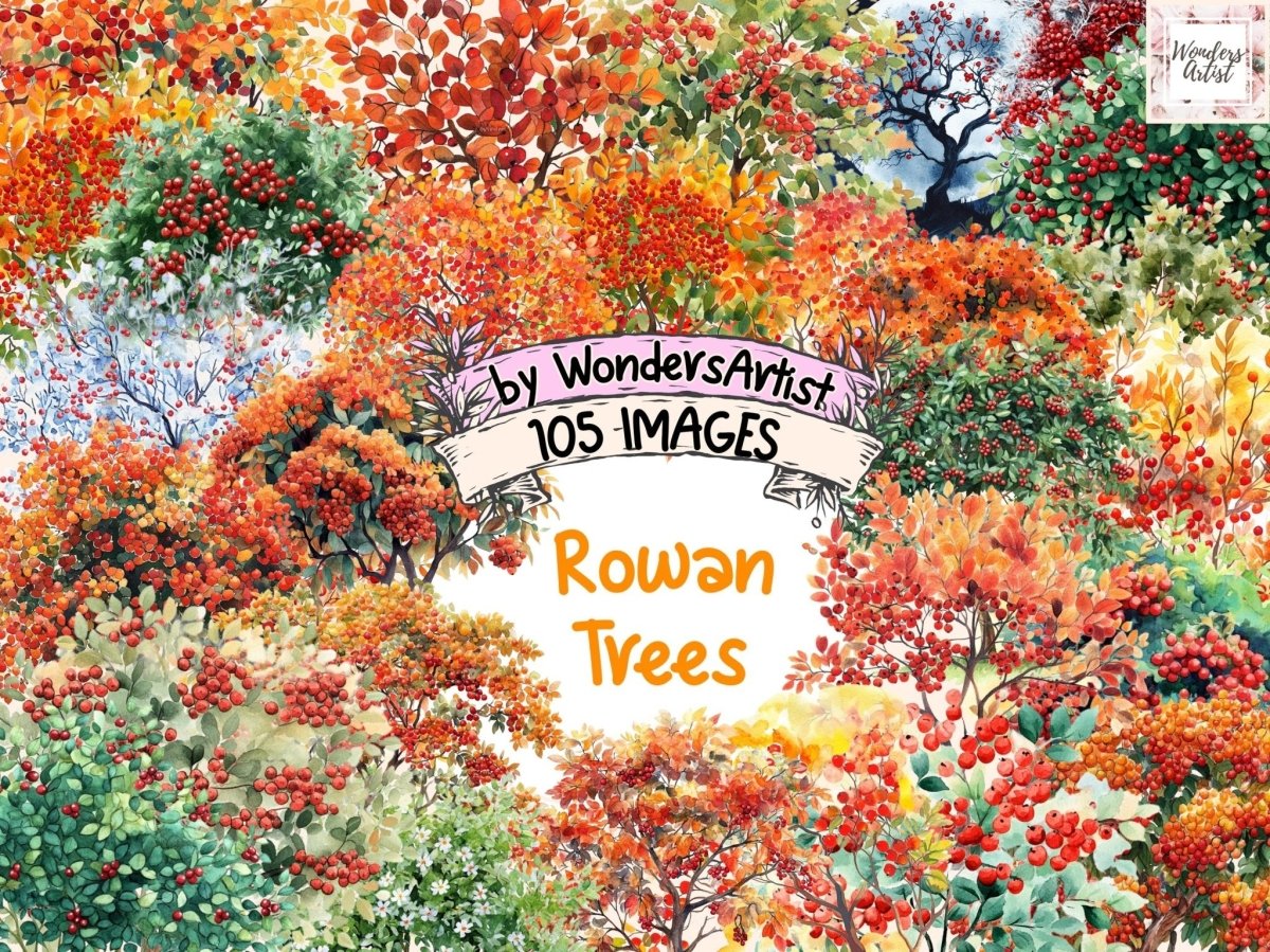 Rowan Trees Watercolor Clipart - Wonders Artist