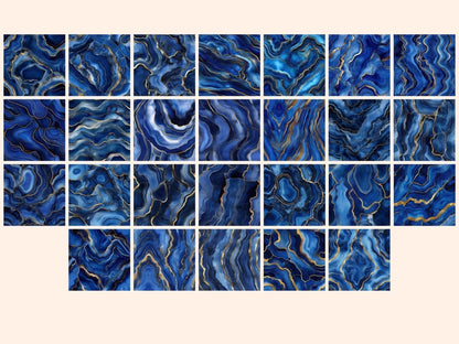 Royal Blue & Gold Agate Seamless Digital Paper Agate Digital Art - Wonders Artist