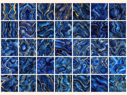 Royal Blue & Gold Agate Seamless Digital Paper Agate Digital Art - Wonders Artist