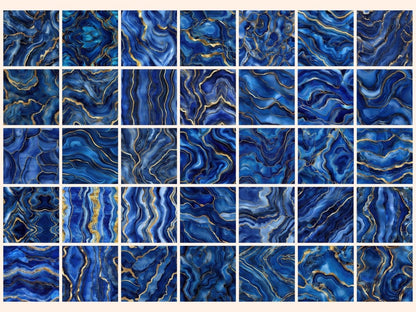 Royal Blue & Gold Agate Seamless Digital Paper Agate Digital Art - Wonders Artist