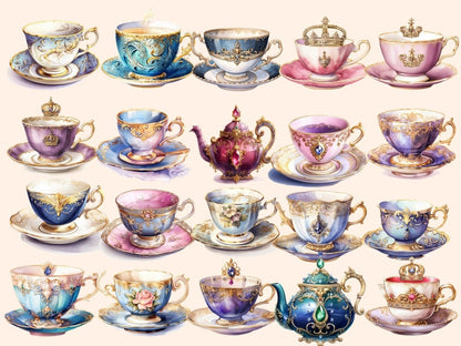 Royal Tea Watercolor Clipart cottagecore clipart - Wonders Artist