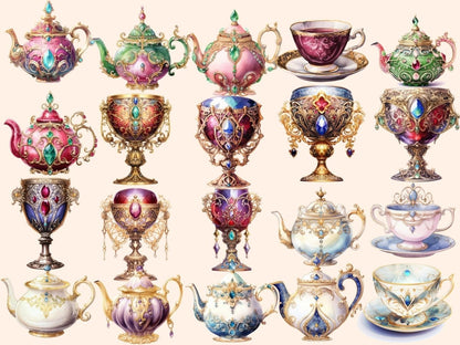 Royal Tea Watercolor Clipart cottagecore clipart - Wonders Artist