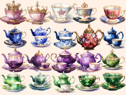 Royal Tea Watercolor Clipart cottagecore clipart - Wonders Artist