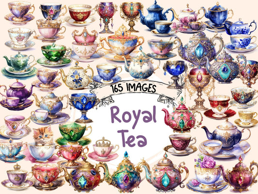 Royal Tea Watercolor Clipart - High - Quality Instant Digital Download for Creative Projects