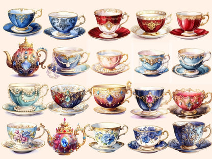 Royal Tea Watercolor Clipart cottagecore clipart - Wonders Artist