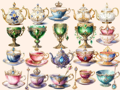 Royal Tea Watercolor Clipart cottagecore clipart - Wonders Artist