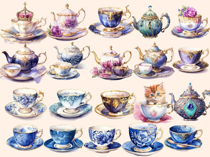 Royal Tea Watercolor Clipart cottagecore clipart - Wonders Artist