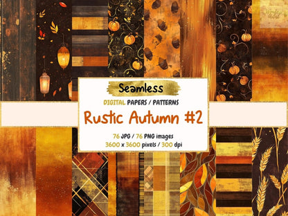 Rustic Autumn #2 Seamless Digital Paper Autumn Digital Paper - Wonders Artist