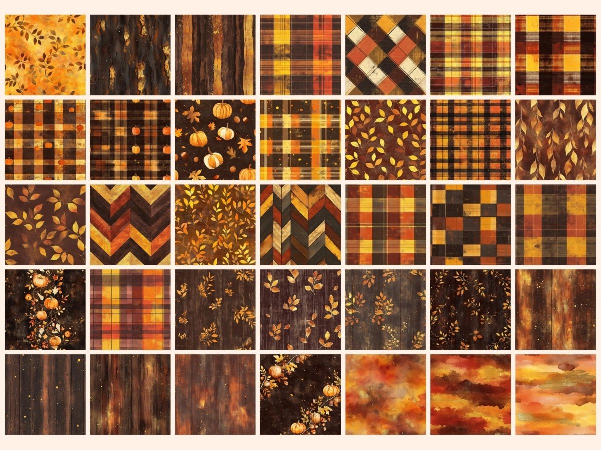 Rustic Autumn Seamless Digital Paper Autumn Digital Paper - Wonders Artist
