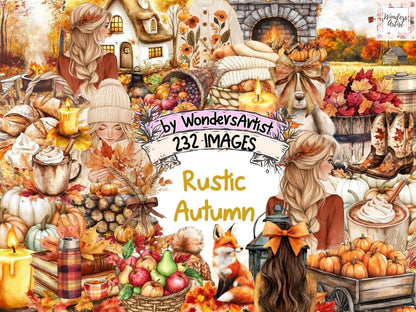 Rustic Autumn Watercolor Clipart Autumn Clipart PNG - Wonders Artist