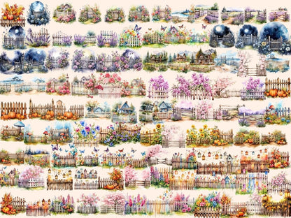 Rustic Fences Watercolor Clipart cute fence clipart - Wonders Artist