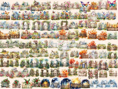 Rustic Fences Watercolor Clipart cute fence clipart - Wonders Artist