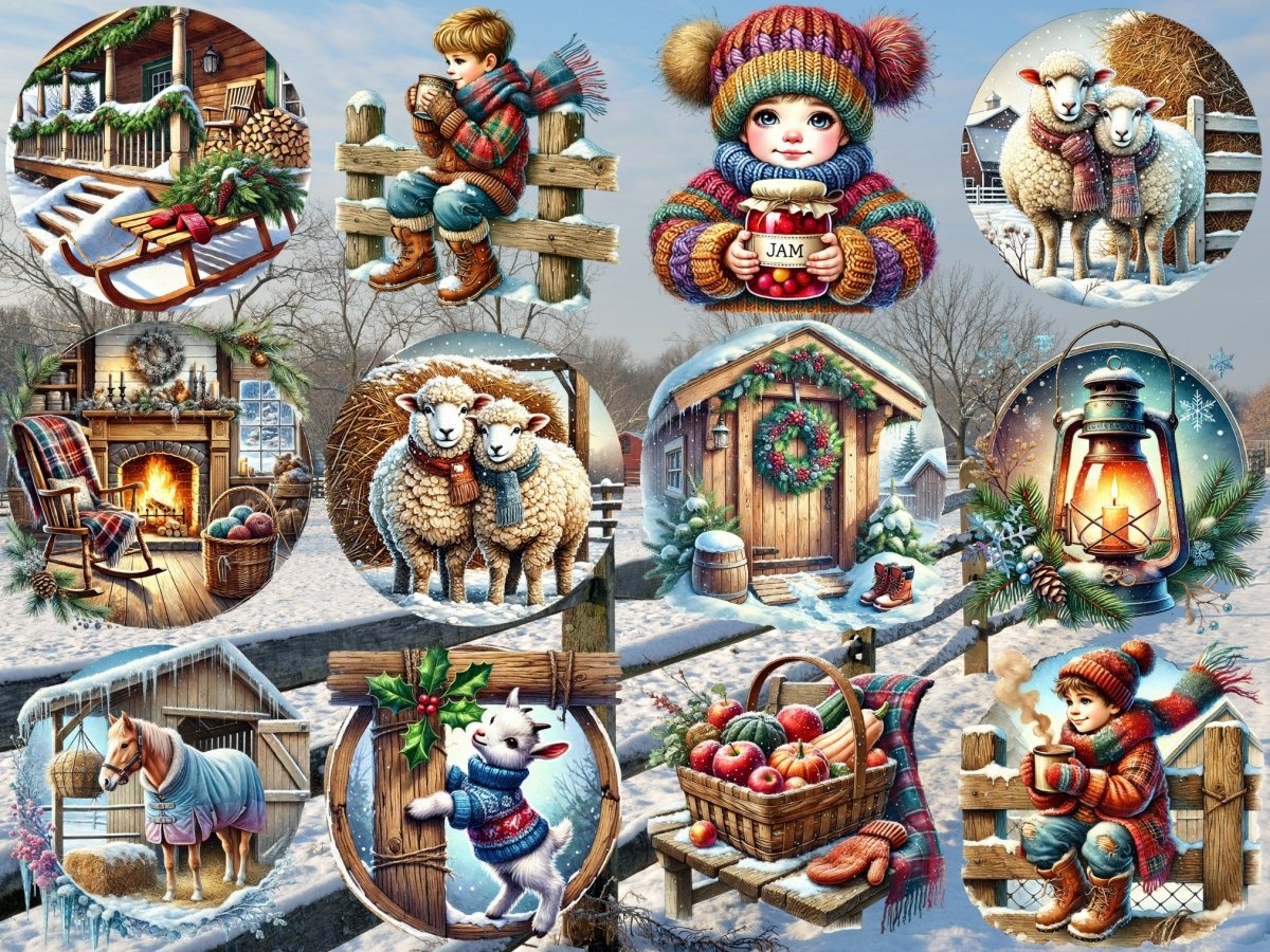 Сільський зимовий фермерський кліпарт (ОБМЕЖЕНЕ ВИДАННЯ) image 6