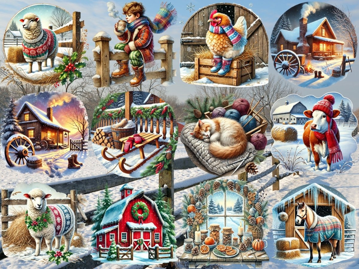 Сільський зимовий фермерський кліпарт (ОБМЕЖЕНЕ ВИДАННЯ) image 3