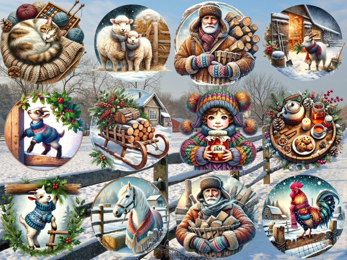 Сільський зимовий фермерський кліпарт (ОБМЕЖЕНЕ ВИДАННЯ) image 2