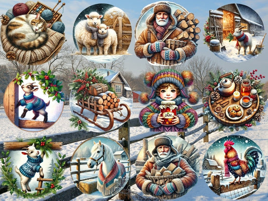 Rustic Winter Farmhouse Clipart (LIMITED EDITION)