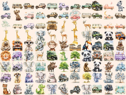 Safari Adventures Watercolor Clipart African Safari - Wonders Artist