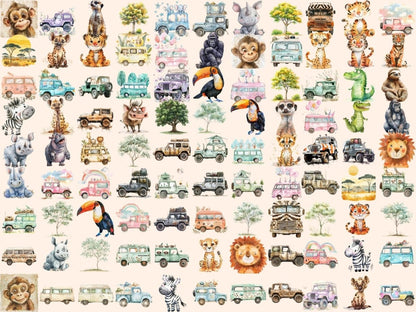 Safari Adventures Watercolor Clipart African Safari - Wonders Artist