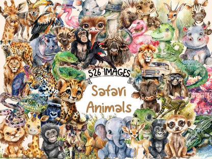 Safari Animals Watercolor Clipart African animals - Wonders Artist