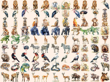 Safari Animals Watercolor Clipart African animals - Wonders Artist