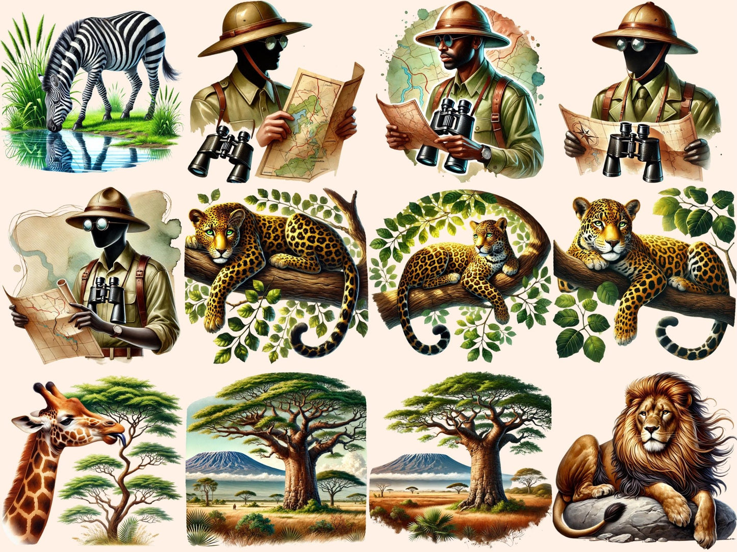 Safari Clipart - High - Quality Instant Digital Download for Creative Projects