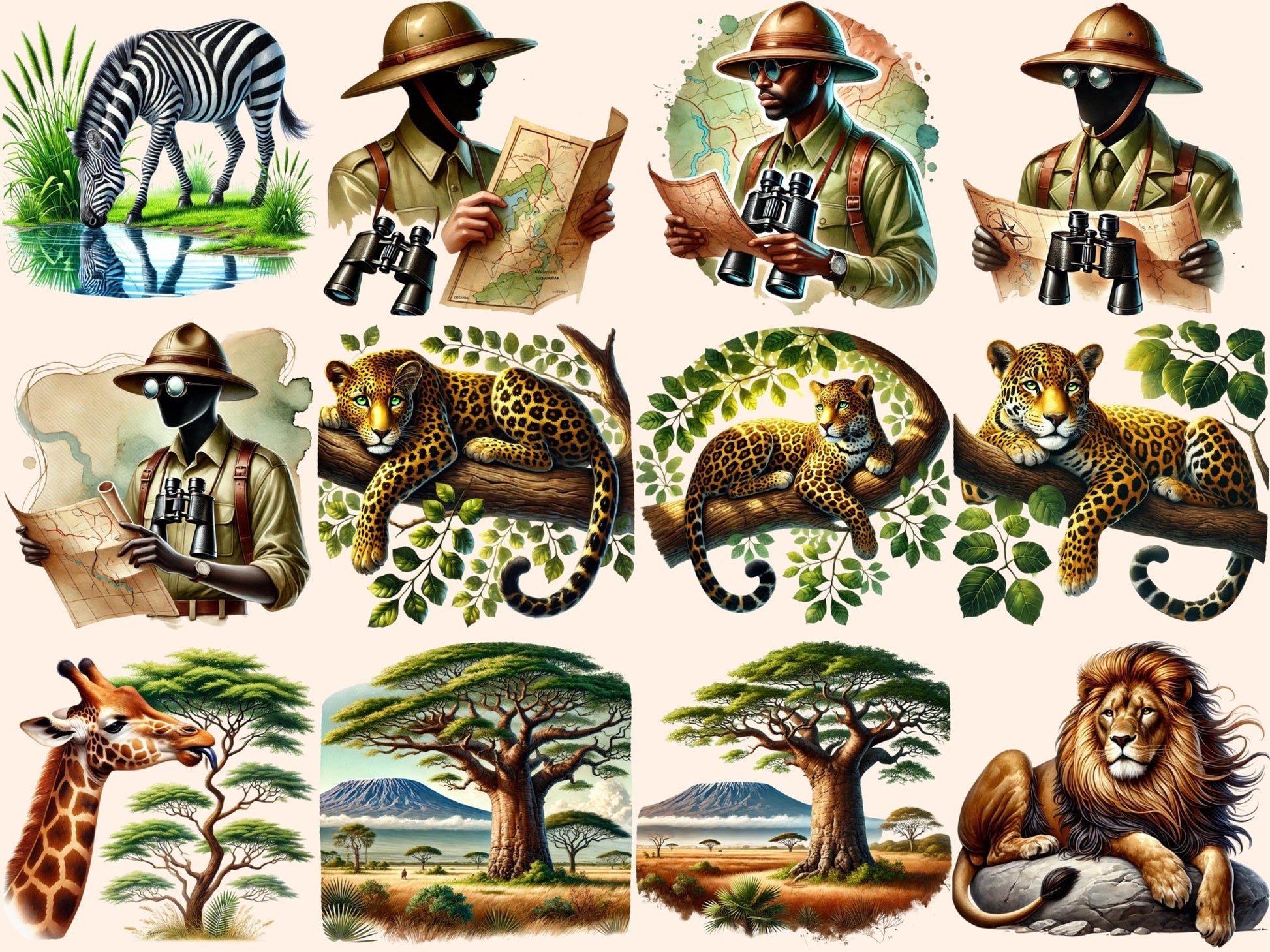 Safari Clipart - High - Quality Instant Digital Download for Creative Projects