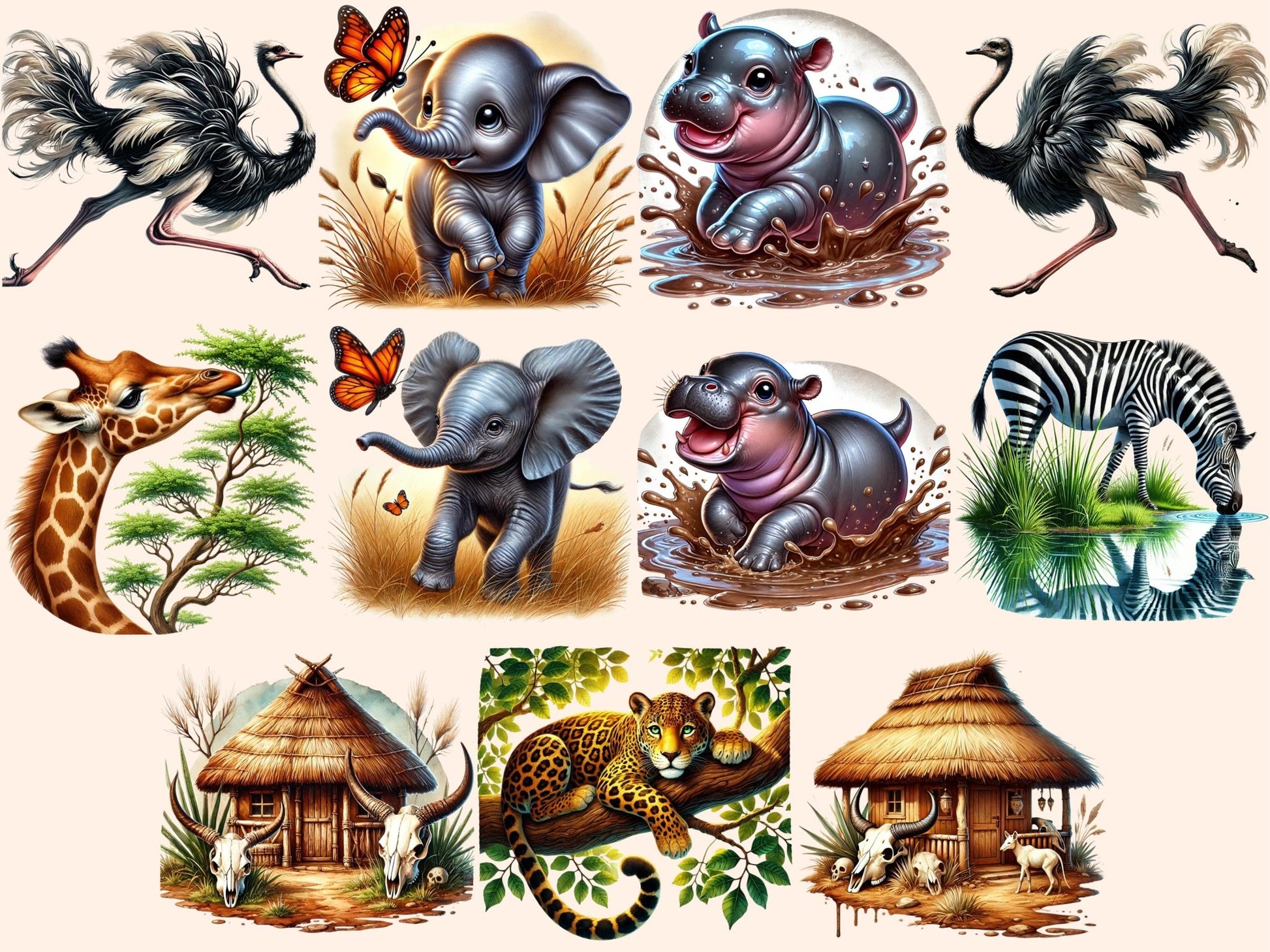 Safari Clipart - High - Quality Instant Digital Download for Creative Projects