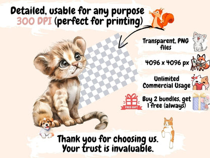 Safari Cuties Watercolor Clipart baby animal clipart - Wonders Artist